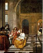 HOOCH, Pieter de Company Making Music af oil painting reproduction